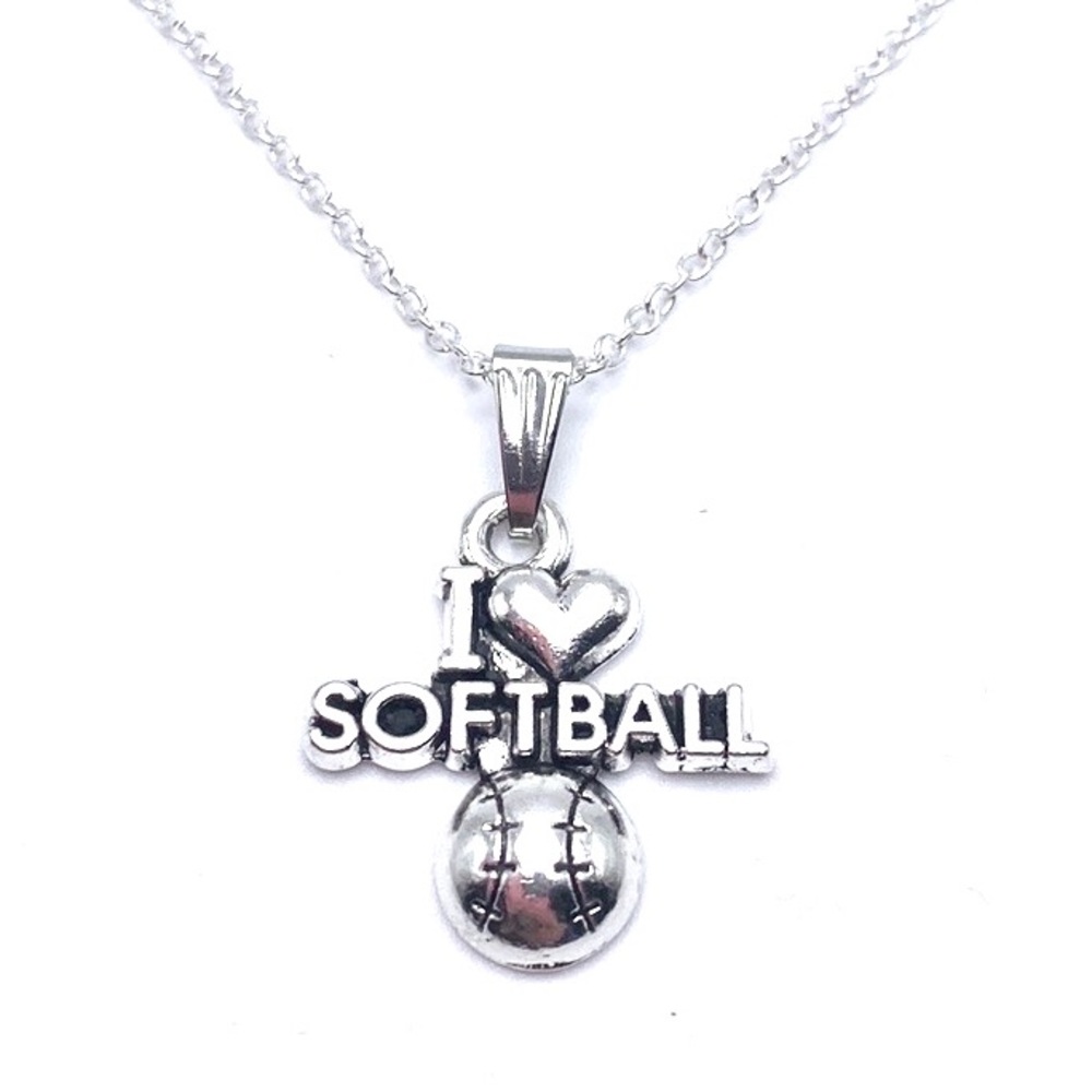 I Love Softball Necklace May Be Personalized